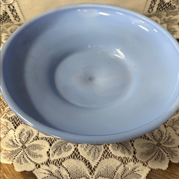 Antique Jeannette Glass 1920's Delphite Blue Pedestal Bowl Plate Dish - Picture 2 of 4